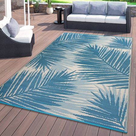 World Rug Gallery Tropical Floral Reversible Plastic 7'10''X10' Blue Outdoor Rug 6050BLUE8X10